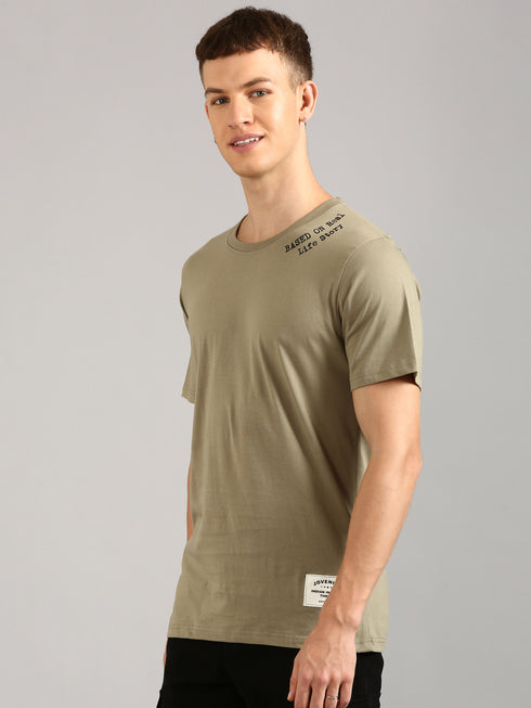 Brown Printed Regular Fit T-Shirt